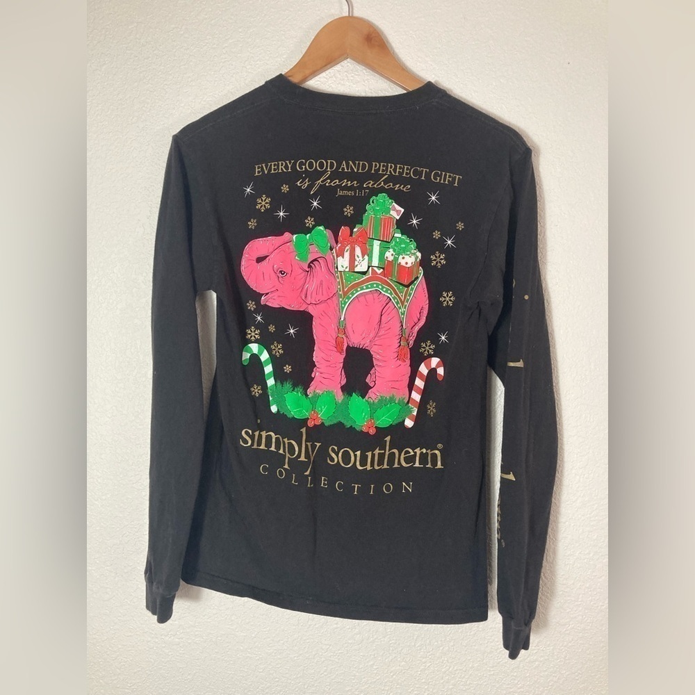 Simply Southern Christmas 100% cotton long sleeve T shirt Small James 1:17